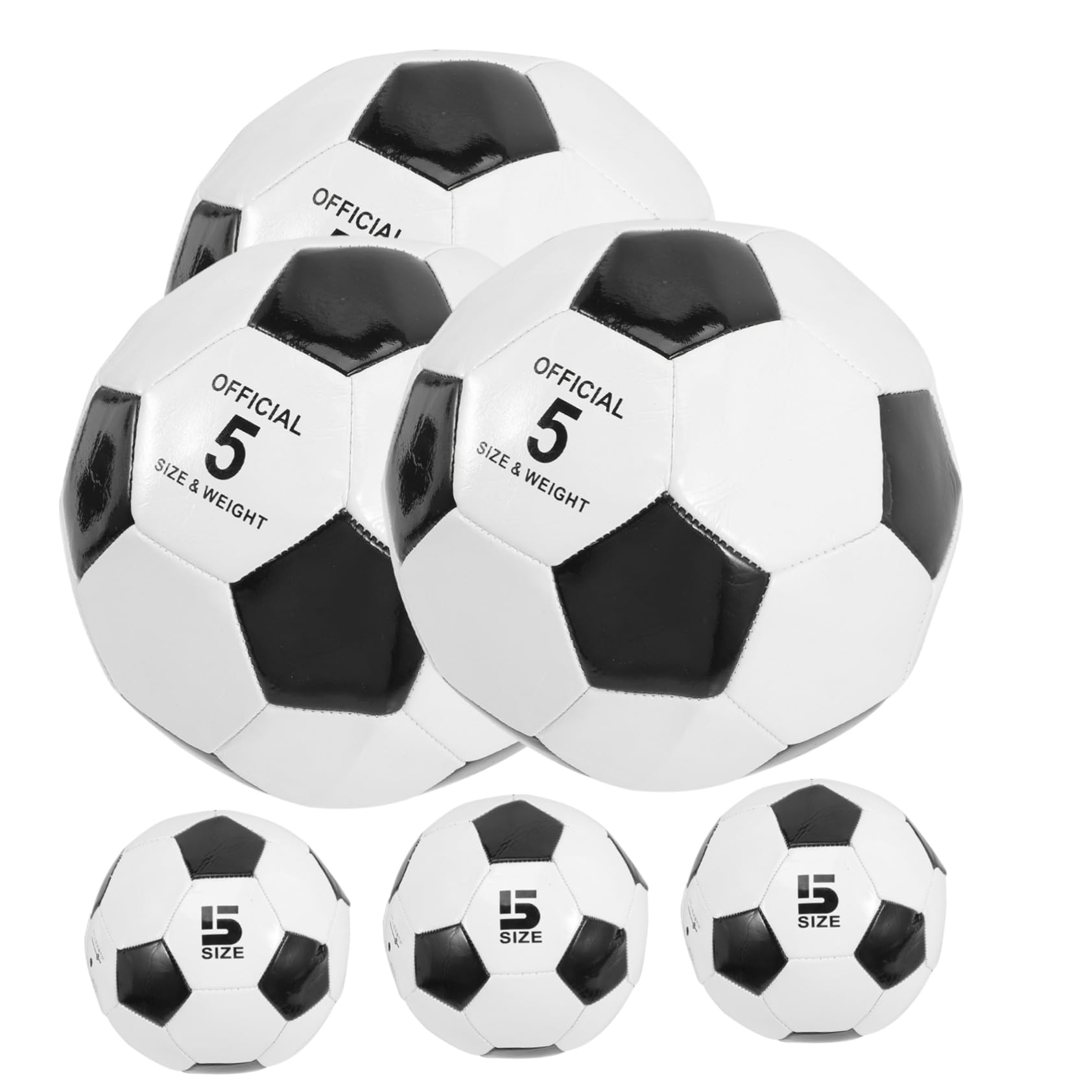 Toyvian 6 Balones de Fútbol de PVC Tamaño 5 para Entrenamiento Infantil, Resistentes al Desgaste Buen Tacto para Práctica en Campo