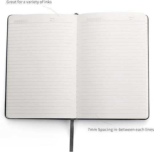 Miniatura 5 de Deziliao - Cuaderno de tapa dura de 160 páginas, cuadernos a rayas para el trabajo, papel grueso prémium de 100 GSM, con bolsillo, tamaño mediano de