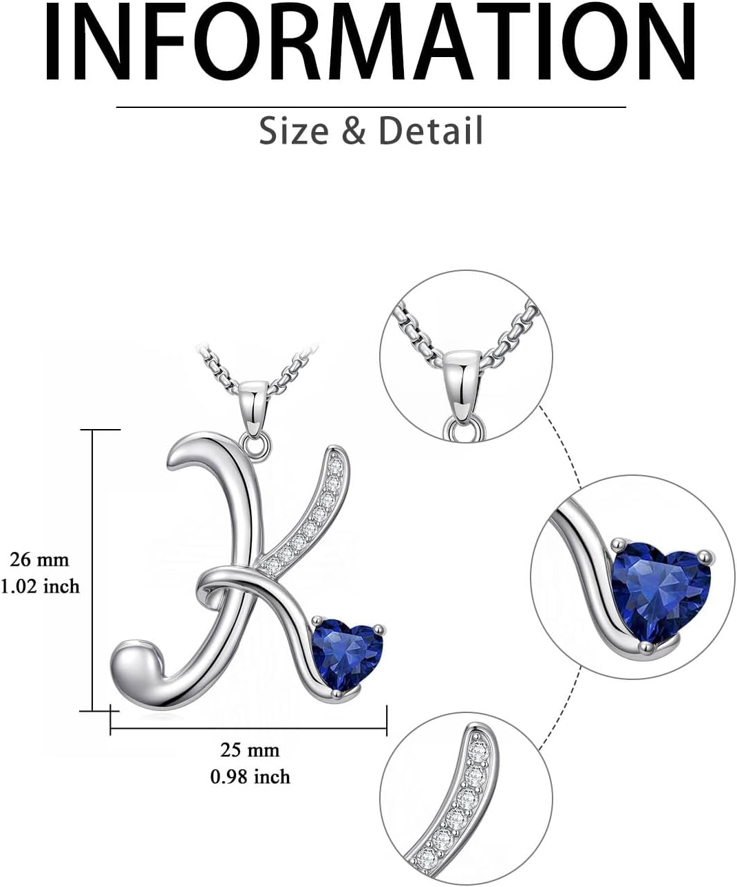 Valentines Day Gifts for Her Alphabet A to Z Initial Birthstone Pendant Necklaces for Women - 18k White Gold Plated Personalized Name Jewelry Valentine Mothers Day Birthday Gifts for Women Her Girlfriend(with Gift Box) - Image 5