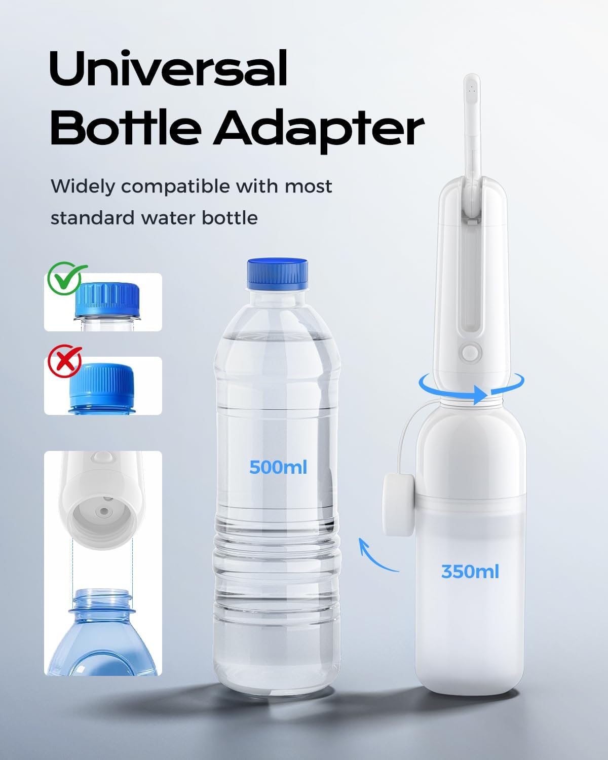 ESSAGER Portable Bidet for Travel, Foldable & Rechargeable Handheld Sprayer–Waterproof with 2 Pressure Modes, 350ml Expandable Bottle for Women, Men, Baby, Postpartum & Personal Hygiene(White)