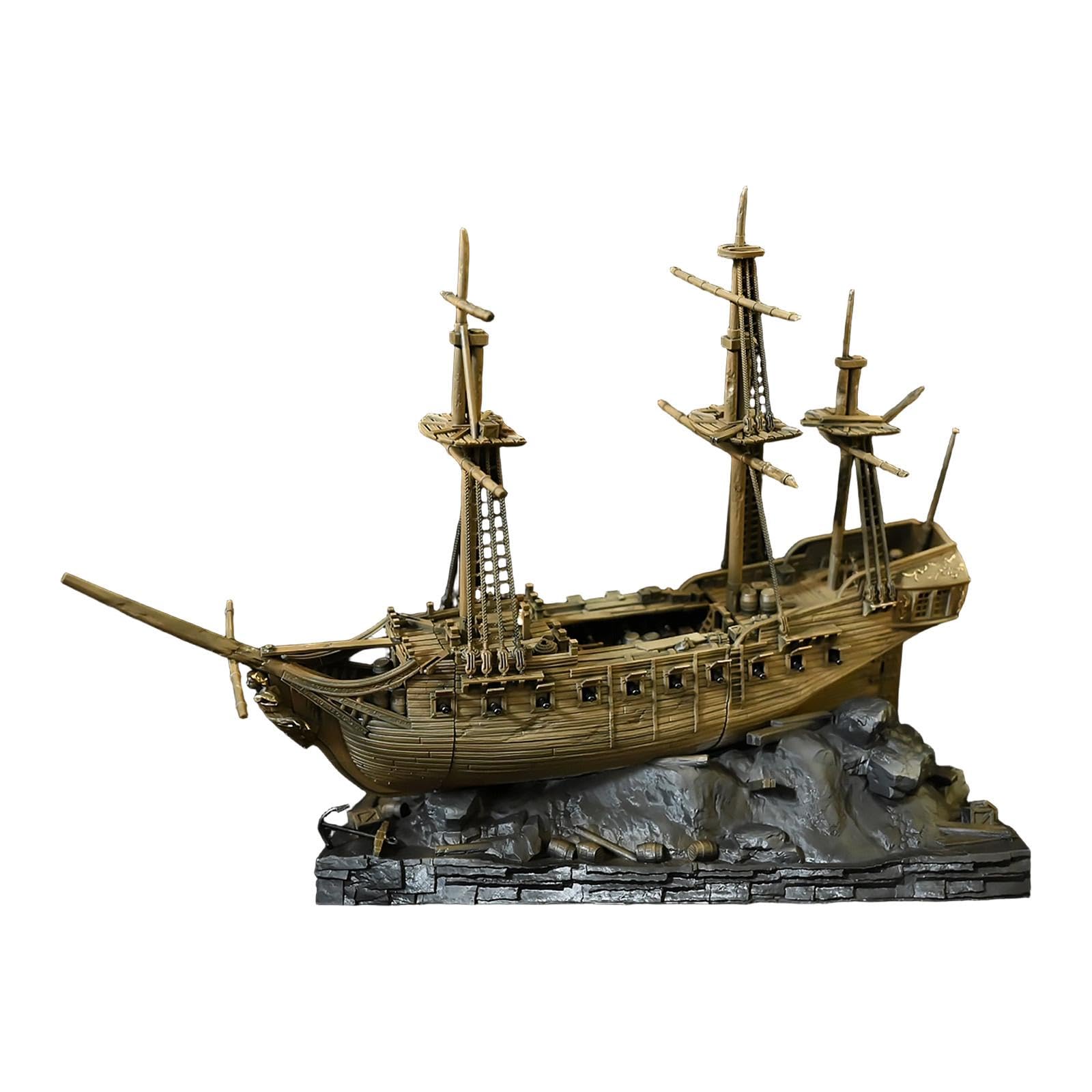 Statue d'épave décorative pour aquarium, réaliste et créative, fabriquée en résine