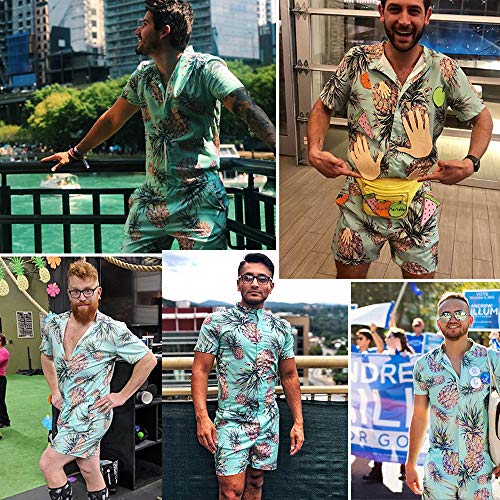 Uideazone B07BMT42YC Mens Pineapple Print Short Sleeve Romper Jumpsuit Overall Pants Beach Shorts,Pineapple,Large thumb #6