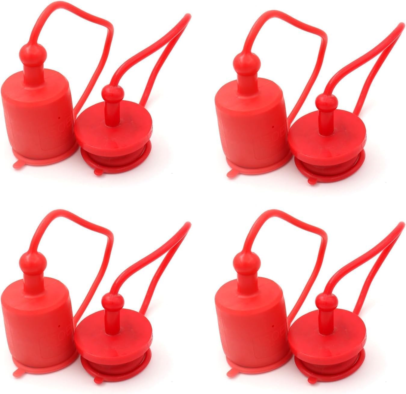 3/4" Flat Face Hydraulic Quick Coupler Dust Cap and Plug for Bobcat,Red Rubber Skid Steer Flat Face Coupling Male Dust Cap and Female Plug Covers 3set