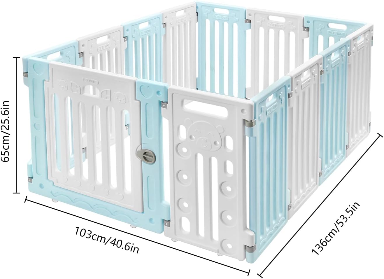 Dog Playpen with Door, 11 Panels Non-Slip Puppy Playpen 25.6in Hight Indoor Outdoor Fence Secure Pet Gate for Puppies, Small, or Medium Dogs (Blue)