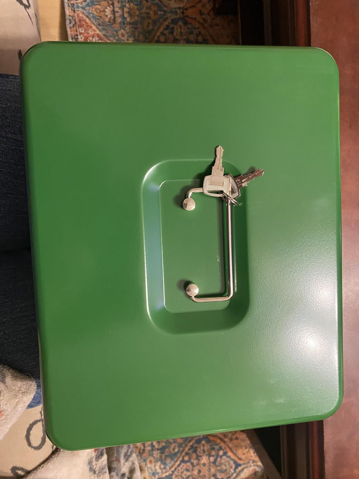 Cash Box With Lock Key And Money Tray - Large Money Box For Cash Register, Metal Lock Box For Money Safe 11.8" X 9.4" X 3.54" Black