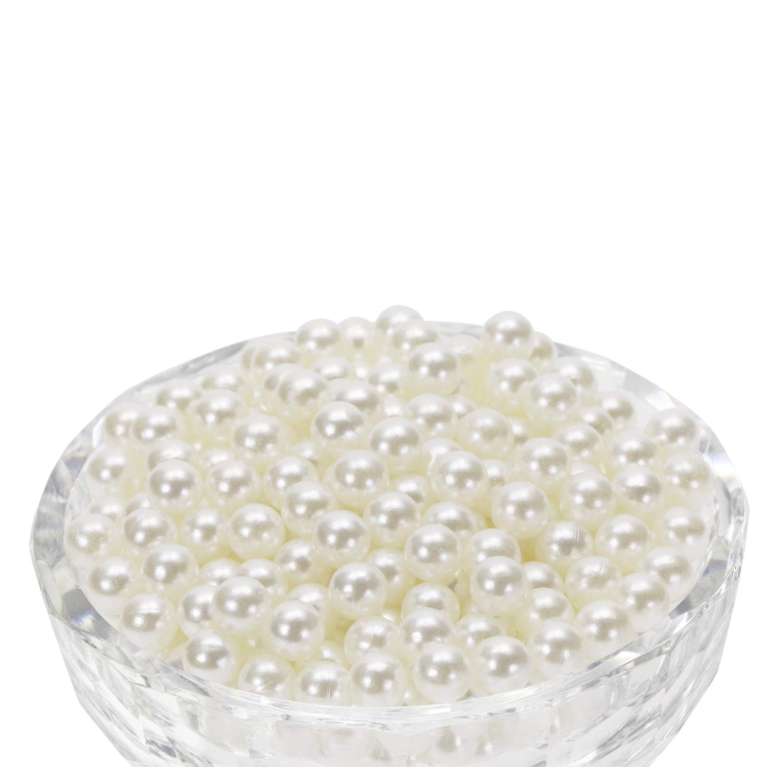 Shapenty Plastic No Holes Round Pearl Beads Bulk for Vase Filler Table Scatter Wedding Birthday Party Home Decoration Lipstick Eyeliner Makeup Brush Holder Art Craft Beads, 1000PCS (Ivory, 6mm)