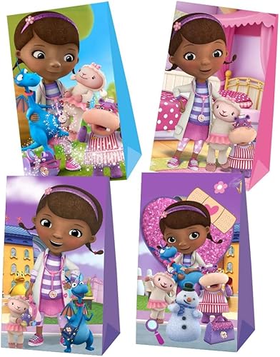 Miniatura 4 de 12 bolsas de regalo de fiesta de Doc, bolsas de regalo, suministros de fiesta de cumpleaños de McStuffins para decoraciones de cumpleaños de niñas