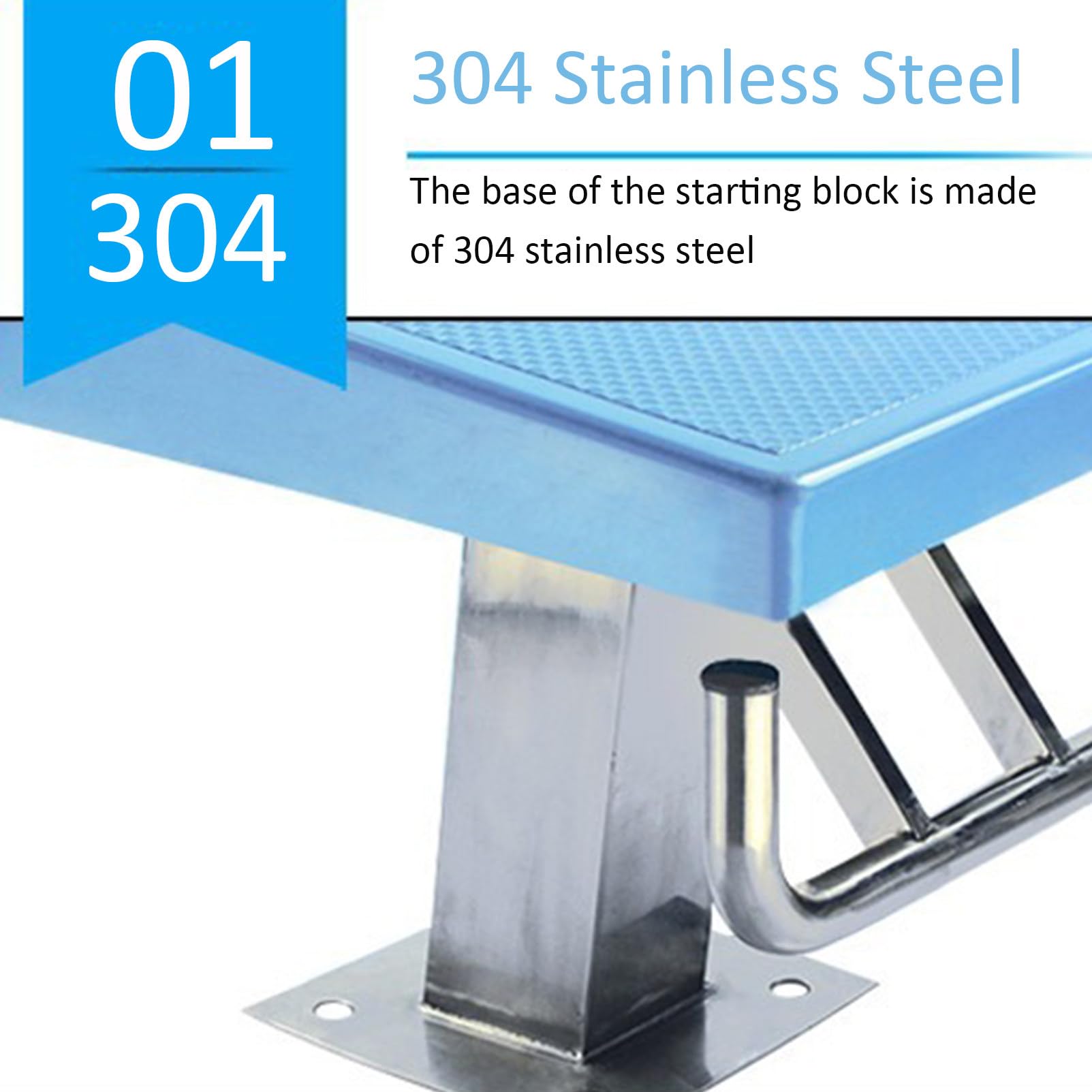 Piattaforma subacquea, base in acciaio inox con superficie antiscivolo per uso competitivo, design inclinato per prestazioni migliorate