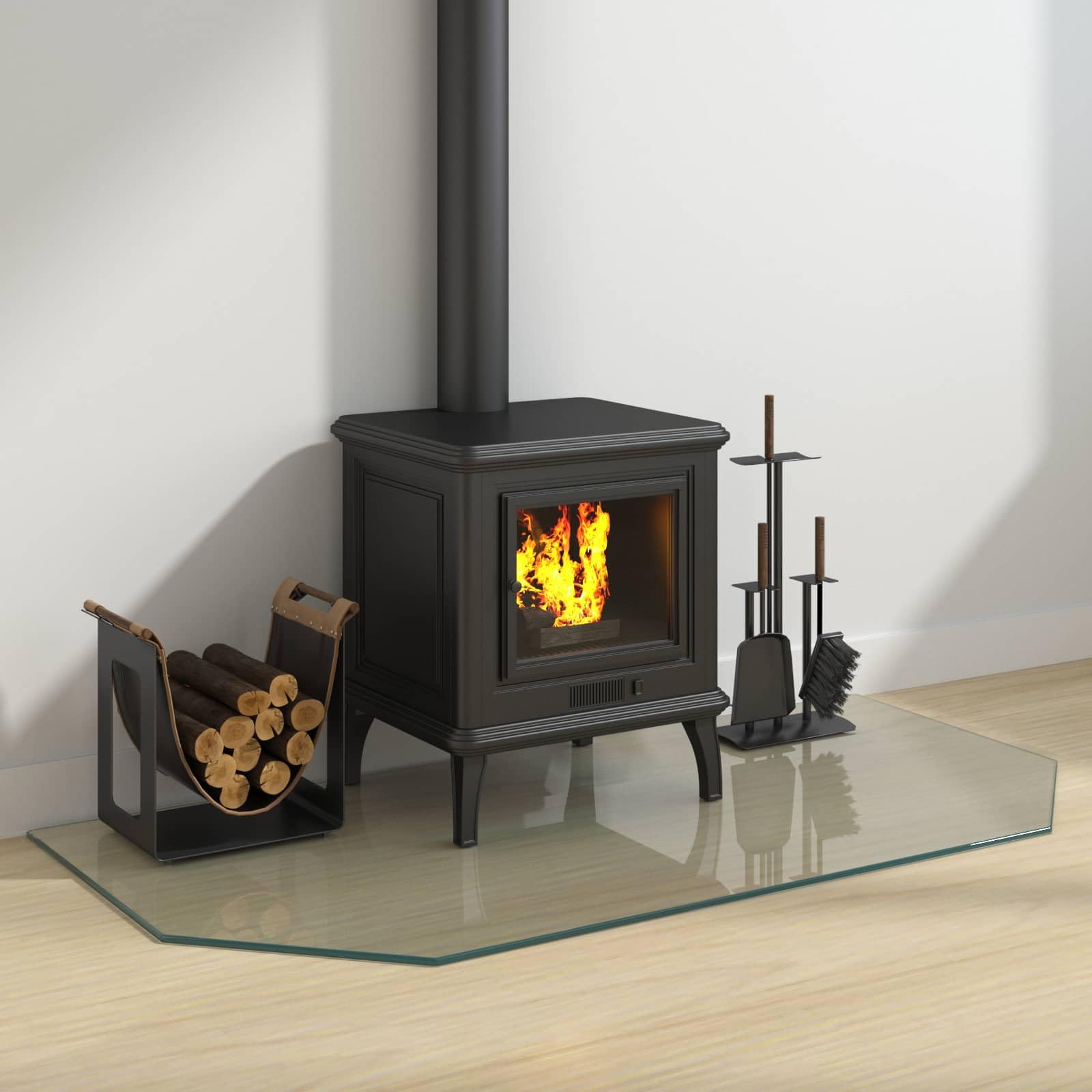 Glas Kaminbodenplatte 120 x 60 cm Funkenschutzplatte hitzebeständig für Kaminofen Glasplatte Bodenschutz transparent