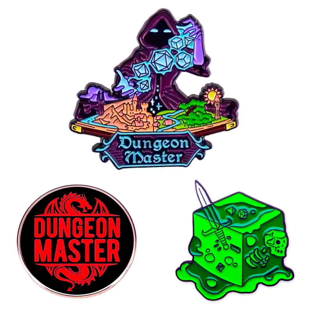 Power Beast Dungeon 3x Pin Dungeons and Dragons, Pins D&D 5e, Brooch DND, Gelatinous Cube, Dungeon Master Gift, Rpg Pins, Polyhedral Dice Set.