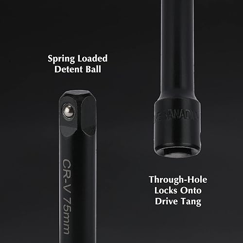 Miniatura 4 de EMENTOL Juego de 9 barras de extensión de impacto, 1/4", 3/8" y 1/2" juego de extensión de zócalo de accionamiento, acero CR-V, barra extensora