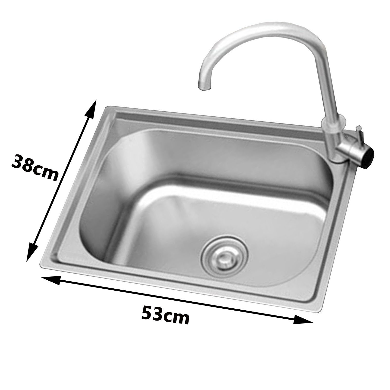 Lavello da Cucina,lavello Cucina Rettangolare,lavello Ristorante Commerciale in Acciaio Inossidabile con scolapiatti e Rubinetto per Interni,Garage,Lavanderia,ripostiglio,Bagno (53