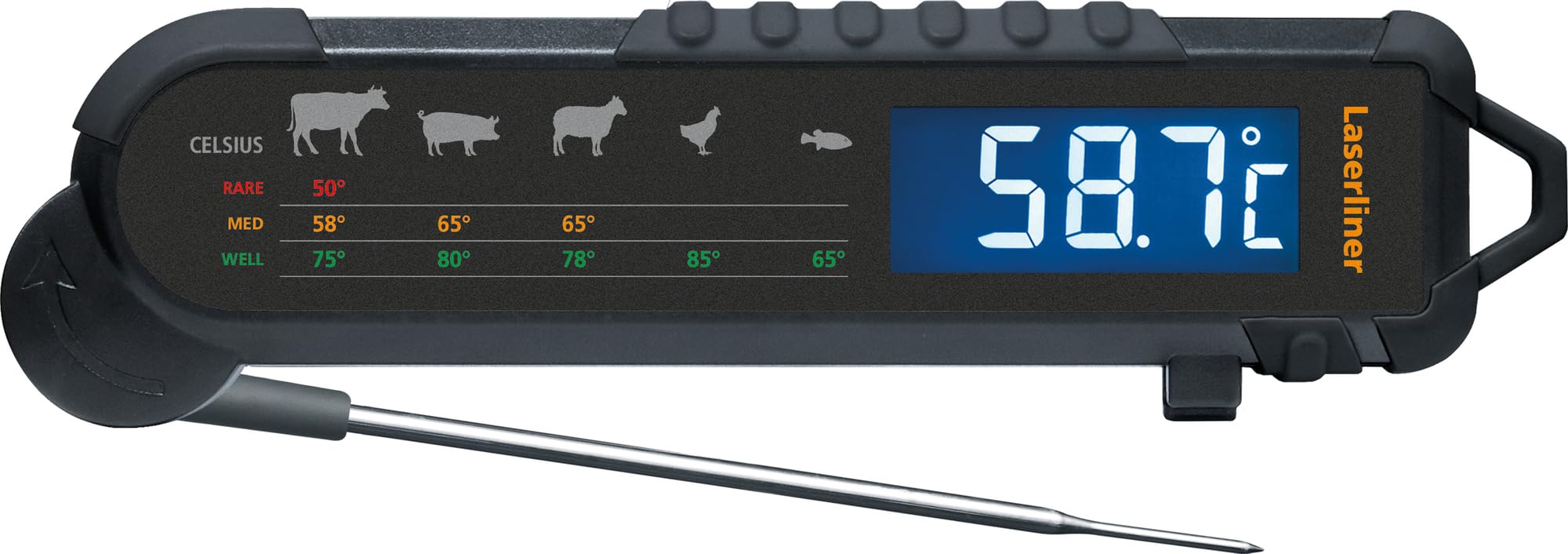 Laserliner ThermoMaitre Fleischthermometer | Kabellos, -40° bis 230° C, Für Gastronomie, Haushalt, Handwerk und Industrie, Digitales Temperaturmessgerät
