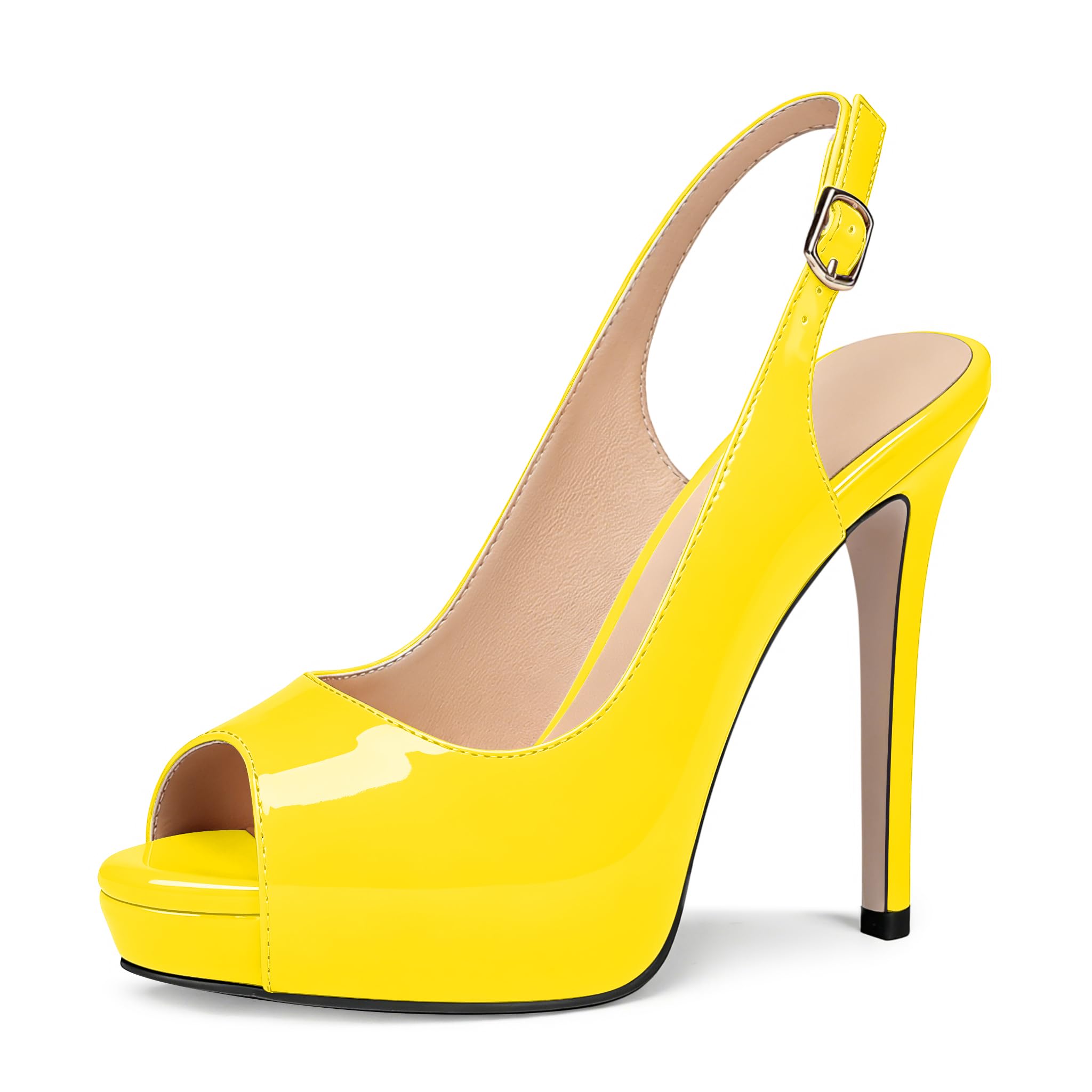YODEKS Women's Peep Toe High Heel Slingback Pumps Platform Party Dress Shoes