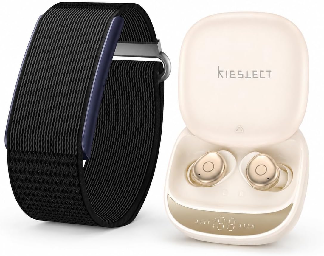 Kieslect BioKoop Smart Band and A2 Sleep Earbuds Bundle, Screen-Free Fitness Tracker with Bluetooth 5.4 Mini Earbuds for Side Sleepers