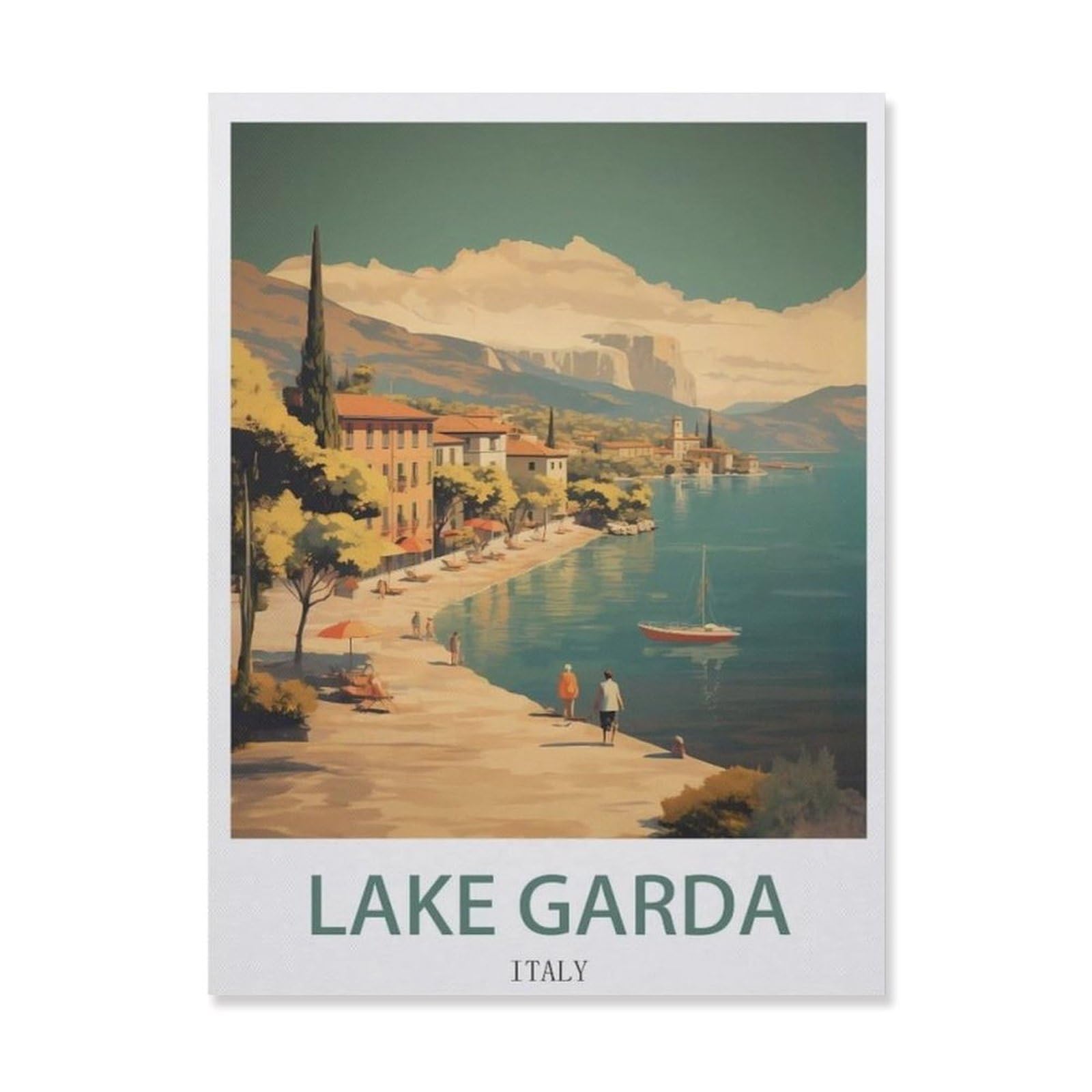 Vintage Wall Decor Metal Poster Plaque，Lake Garda Italy(15x30cm）