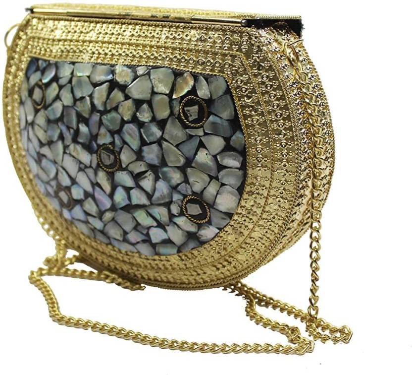 SHAKUNTLA VINTAGE Party Gold Clutch-picture-27