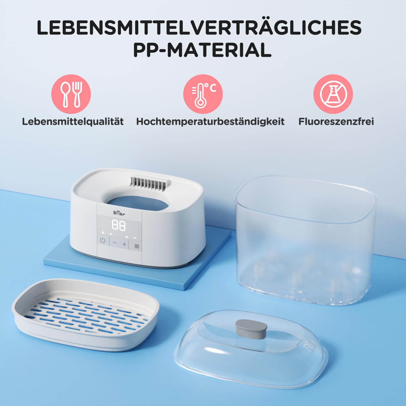 Bear 2026 Sterilisator für Babyflaschen mit Trocknungsfunktion, 4-in-1 Auto-Flaschen Sterilisator Baby mit 48H Storge-Funktion, Sterilisator für Babyartikel, Babyflaschen & Milchpumpen-Zubehör