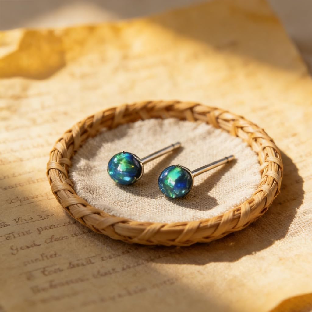 Prismata Gemstone Stud Earrings 925 Sterling Silver Natural Stone Opal/Onyx/Agate/Lapis Lazuli/Malachite Earrings Stud Western Boho Jewelry Gifts for Women - Image 3