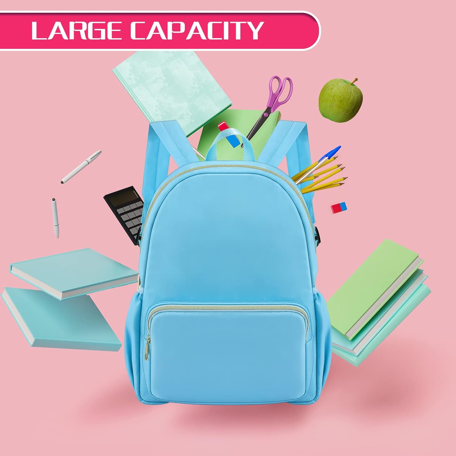 Cunno 4 Pcs Nylon Backpack Kids Bulk Toddler School Bookbag for Girl Boy Plain Waterproof Preppy Backpack Travel for Student(Blue,Pink,Green,Purple) - Image 7