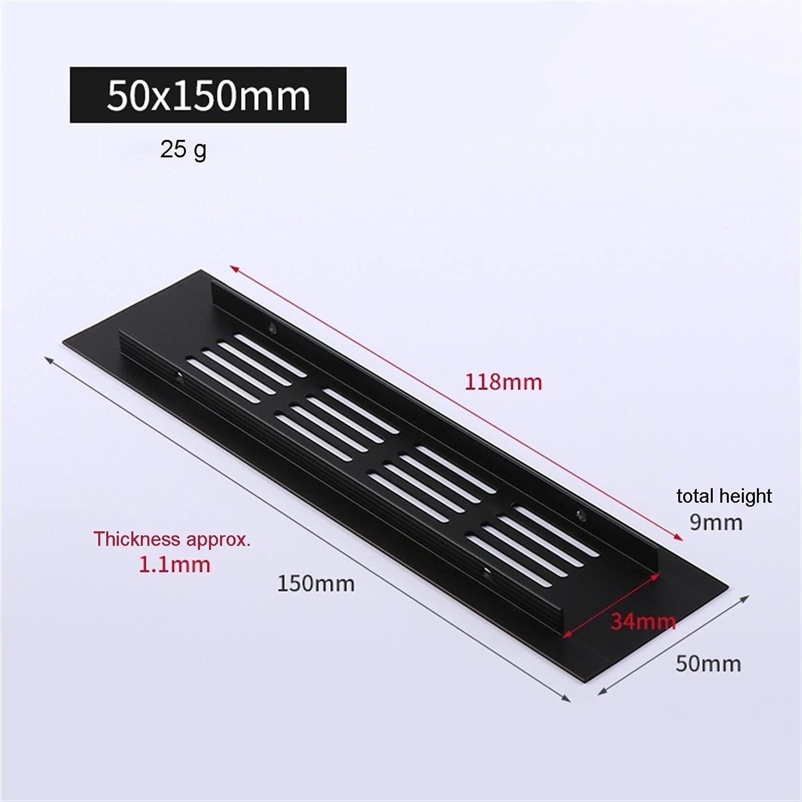 Lüftungsgitter Deckel Heizkörpergitter, Lüftungsgitter, atmungsaktives Netz aus Aluminiumlegierung, schwarzes Schranklüftungs-Abluftkühlgitter(80x100mm)
