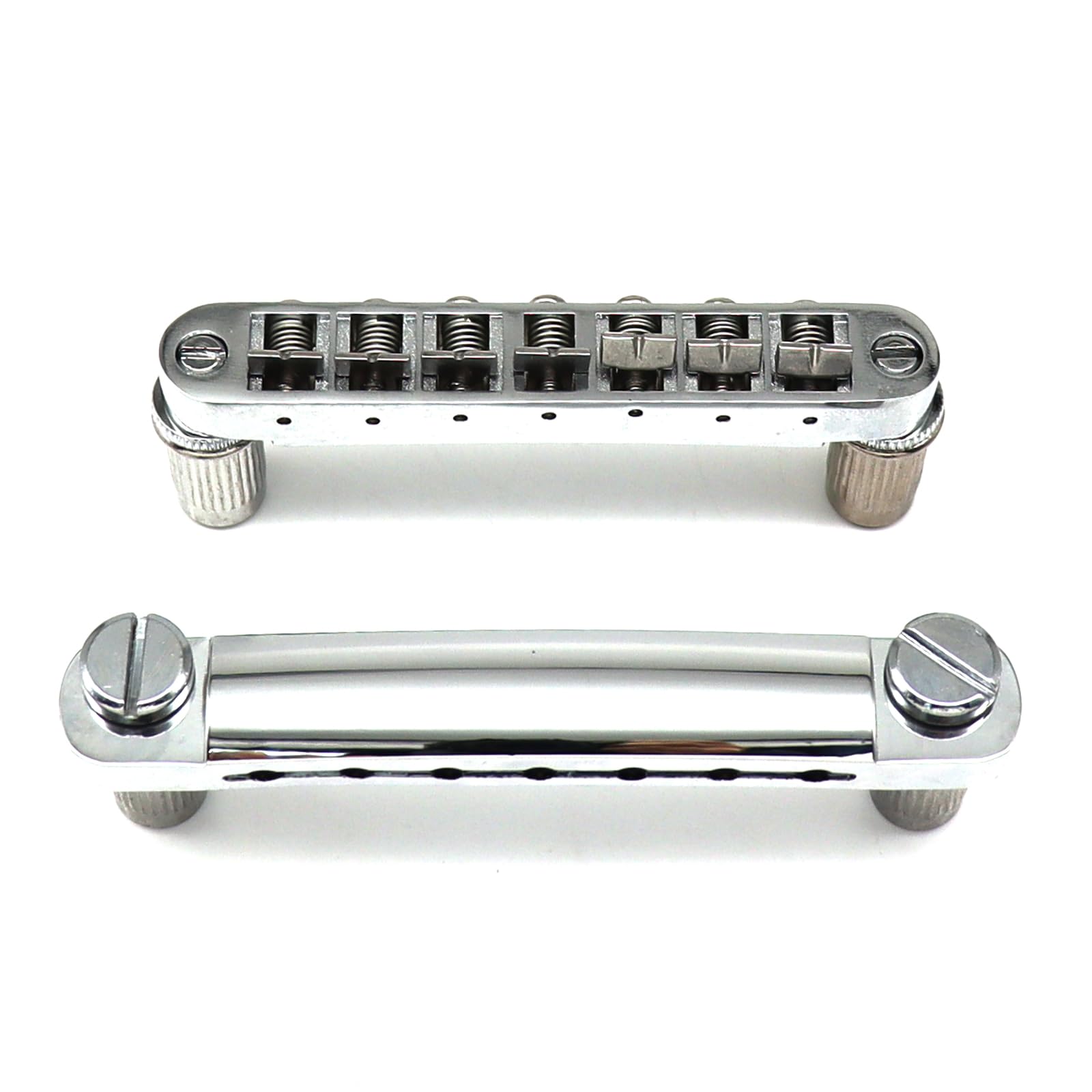 7 string guitar bridge Set, Tune-O-Matic Bridge and Stop Bar Tailpiece with Anchors and Studs for Epiphone Les Paul LP SG Style Electric Guitar (Chrome)