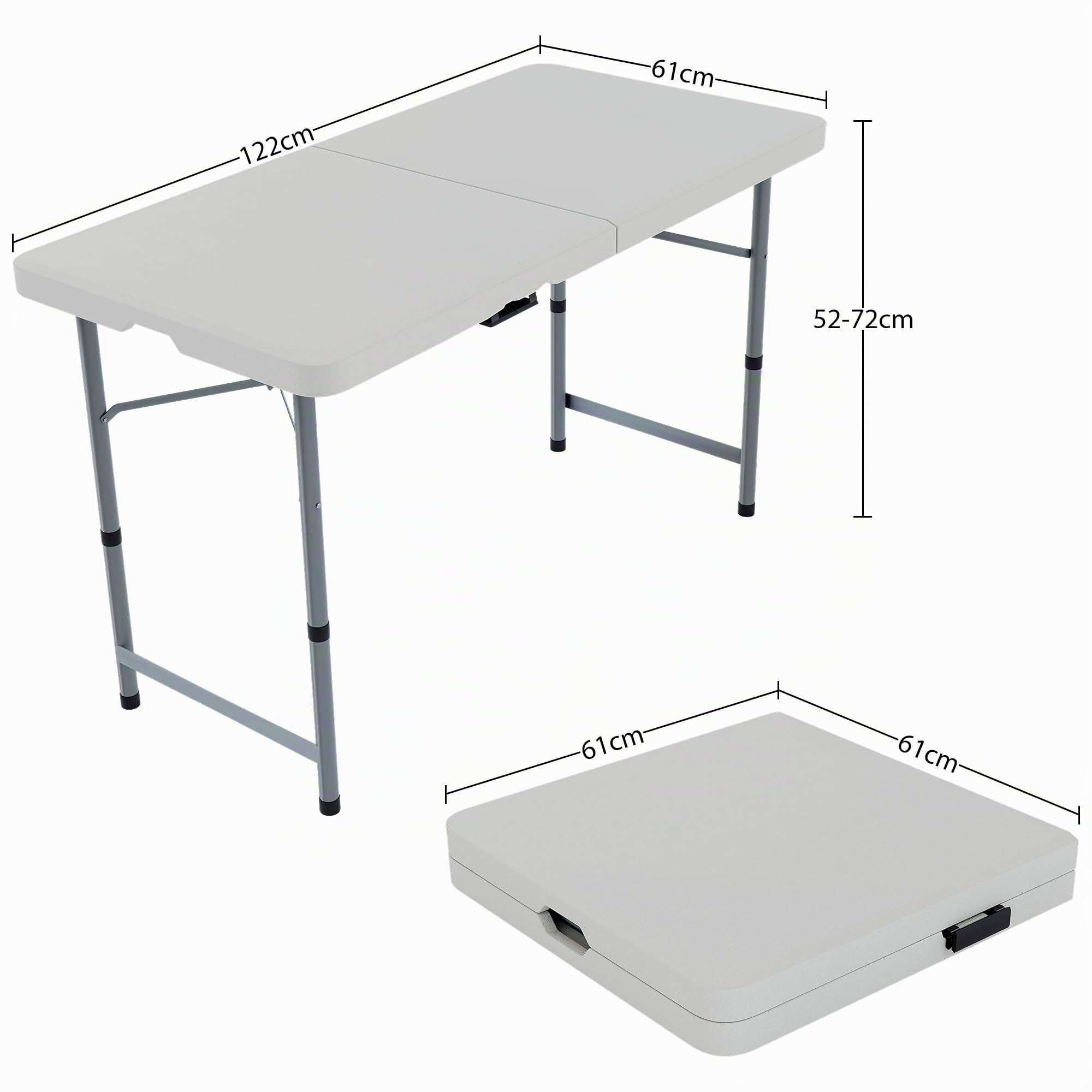 Home Vida Tavolo pieghevole 4 piedi Resistente Extra Resistente Campeggio Buffet Matrimonio Mercato Giardino Festa Auto Stallo Picnic Cavalletto Interno Esterno