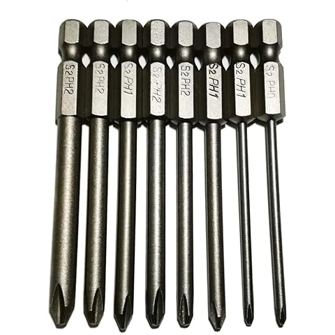 YDLQWCZ Phillips Screwdriver Bits Set 8pcs includ PH0 PH1 PH2 Screw Head 3Inch Length Cross Bit 1/4 Inch Shank Hex(8pcs Phillips Head 75mm) Cover