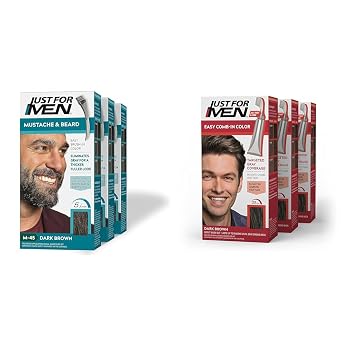 Just For Men Mustache & Beard, Beard Dye for Men with Brush Included for Easy Application & Easy Comb-In Color Mens Hair Dye, Easy No Mix Application with Comb Applicator