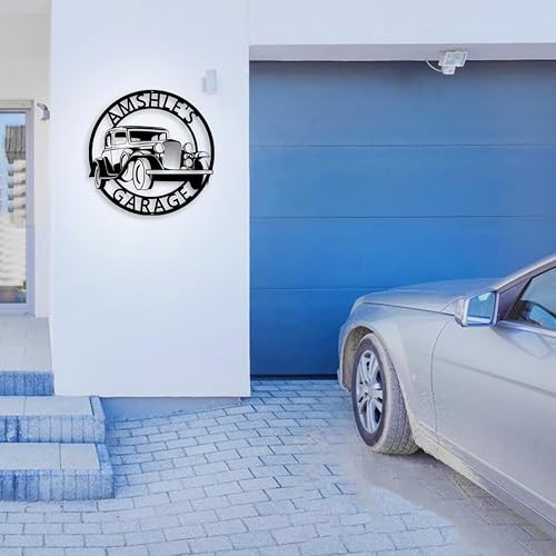 Miniatura 5 de Letrero de metal de neón personalizado con nombre de garaje para hombre, letrero de metal personalizado para automóvil, letrero LED de garaje,