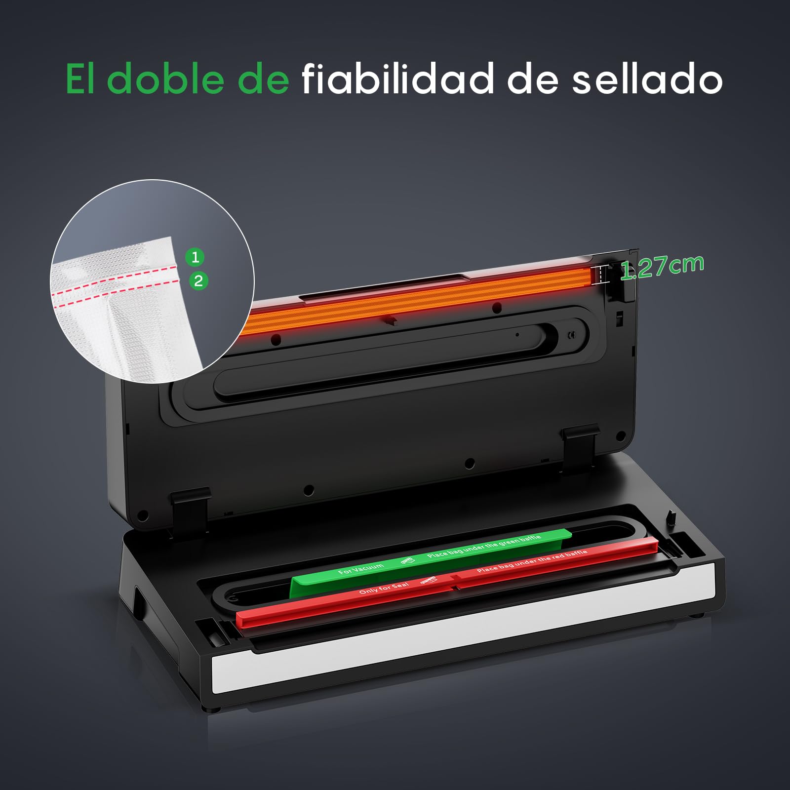 FRESKO Envasadora al Vacío Automática, 140W con Doble Sellado por Calor, Modo Seco/Húmedo, Uso con Una Mano, Incluye 10 Bolsas Pre-cortadas y 4 Kit para sellar tarros Mason (Automax V4)