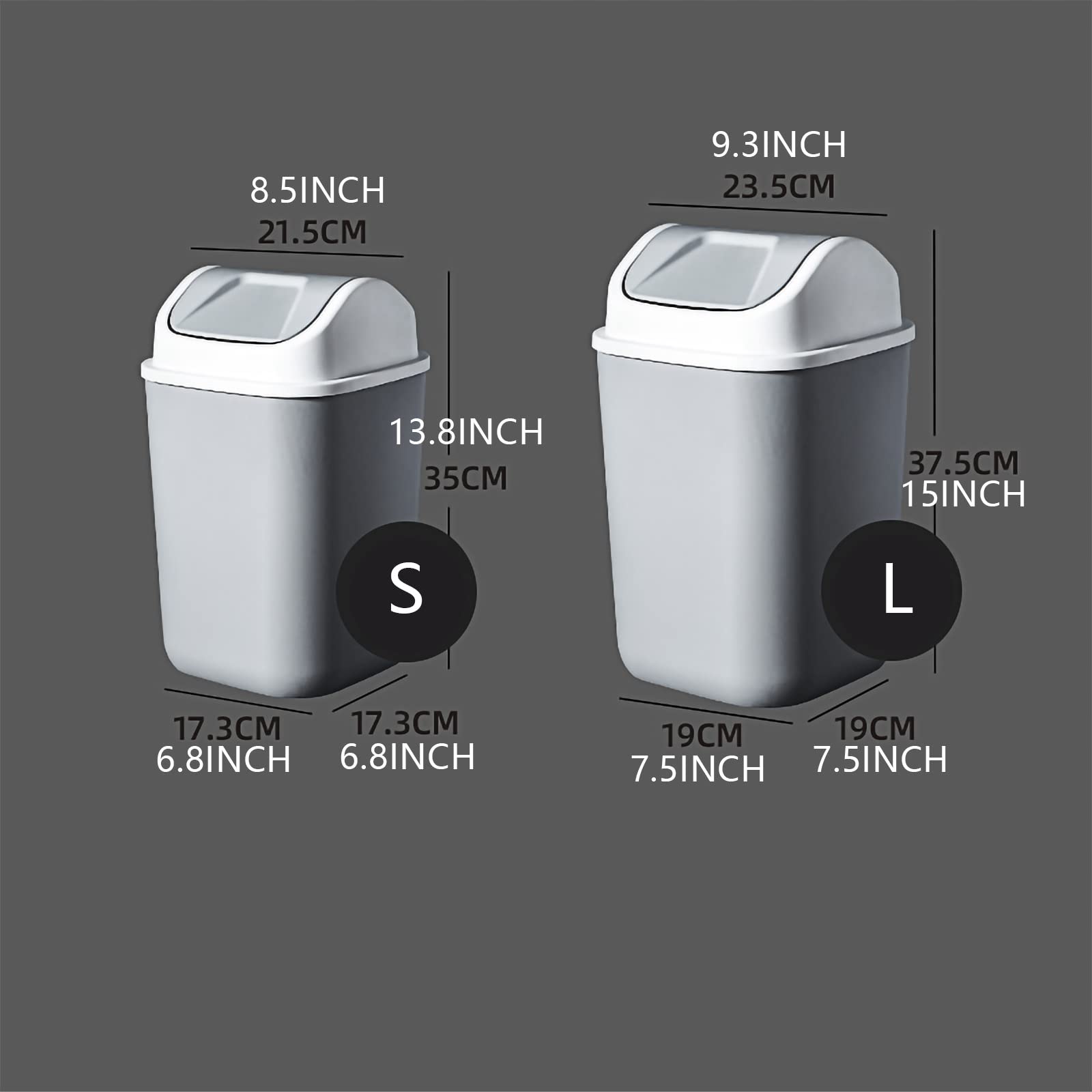Cubo De La Basura Casa Bote De Basura con Tapa Swing, Capacidad, For El Baño, Dormitorio, Oficina, Cocina, Hotel, Restaurante Papelera Reciclaje(A,Large)