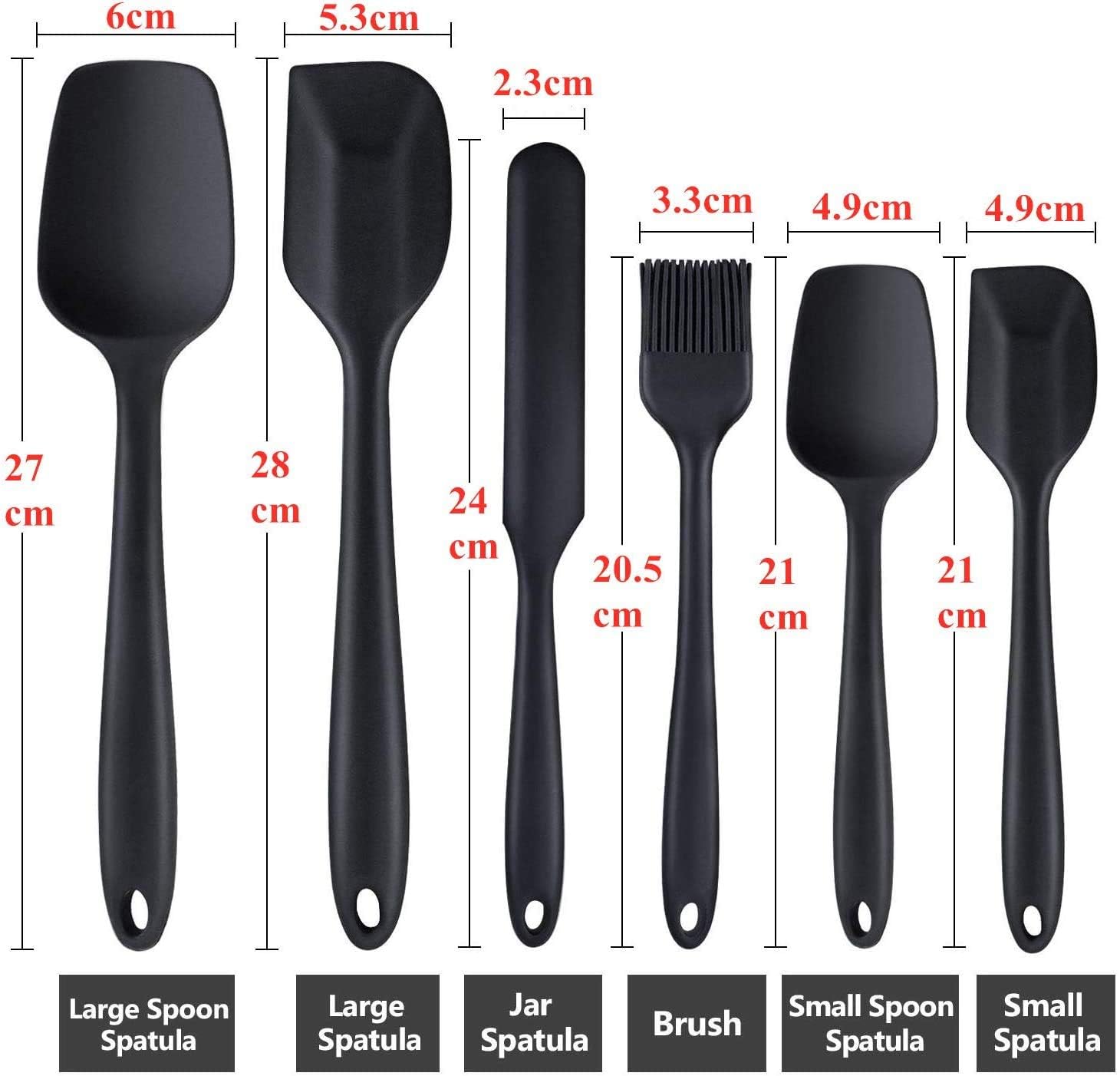 5 Pezzi Spatola Silicone con Nucleo in Metallo, Spatola Silicone Cucina 446°F Resistente al Calore Antiaderenti Utensili da Cucina per Cucinare e Mescolare Senza BPA Multicolore