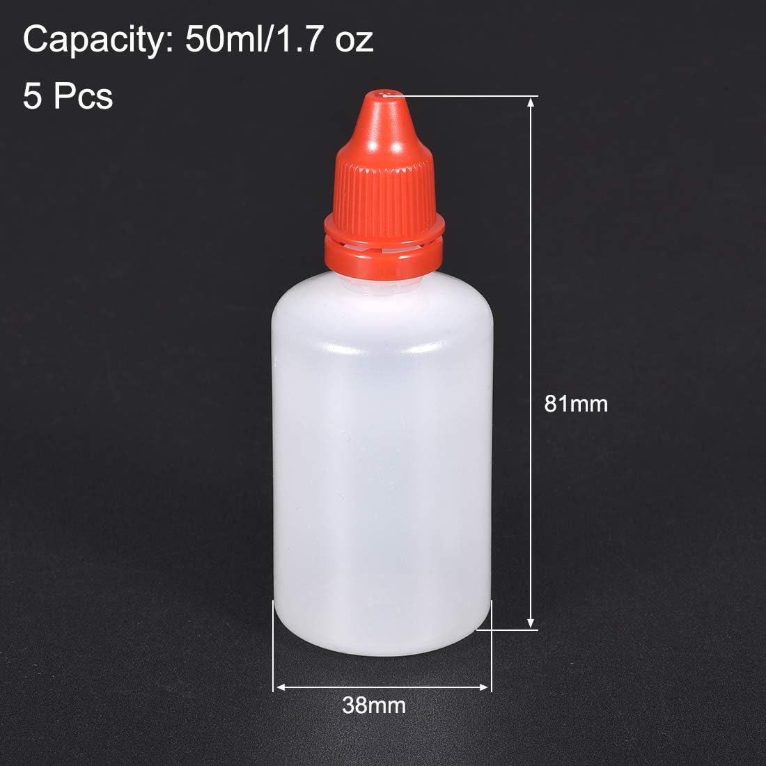 uxcell Plastic Dropper Bottles, 50ml/1.7 oz Empty Squeezable Dropper Bottle with Cap, Red, Pack of 5