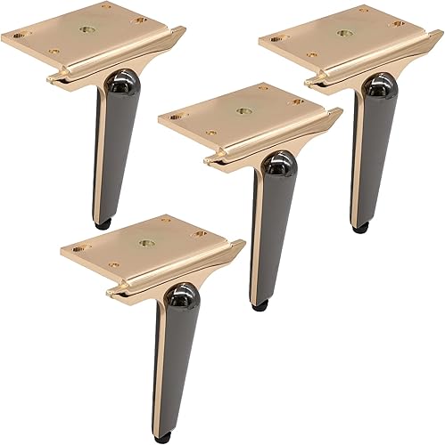 Miniatura 1 de Patas para muebles, patas de repuesto de sofá de metal con patas antideslizantes, juego de 4, patas gruesas para muebles, pies ligeros de lujo para