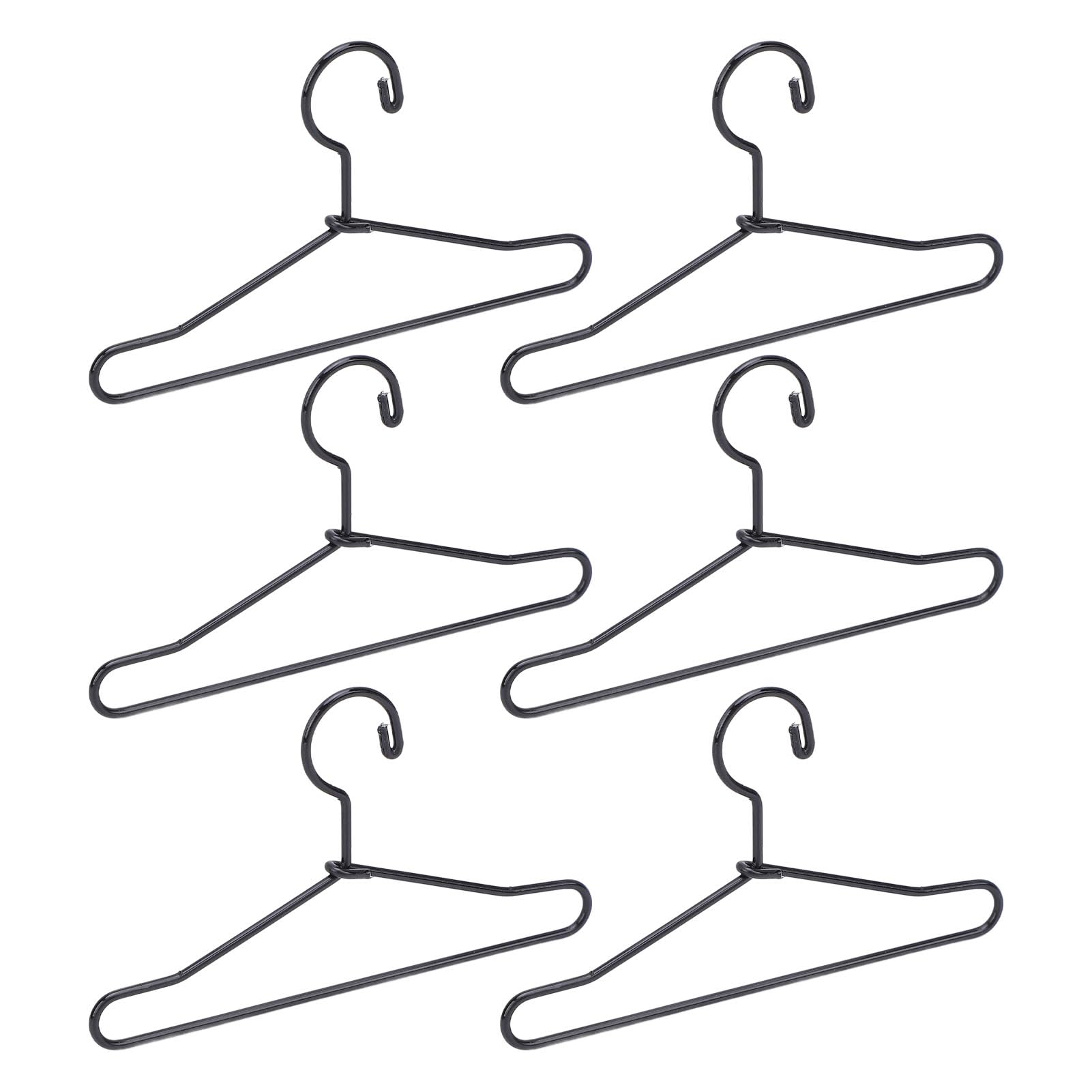 Mini Doll Clothes Metal Hangers, Metal Mini Doll Clothes Hangers, Cute Cartoon Closet Decor Accessories Black, 10Pcs (65mm)