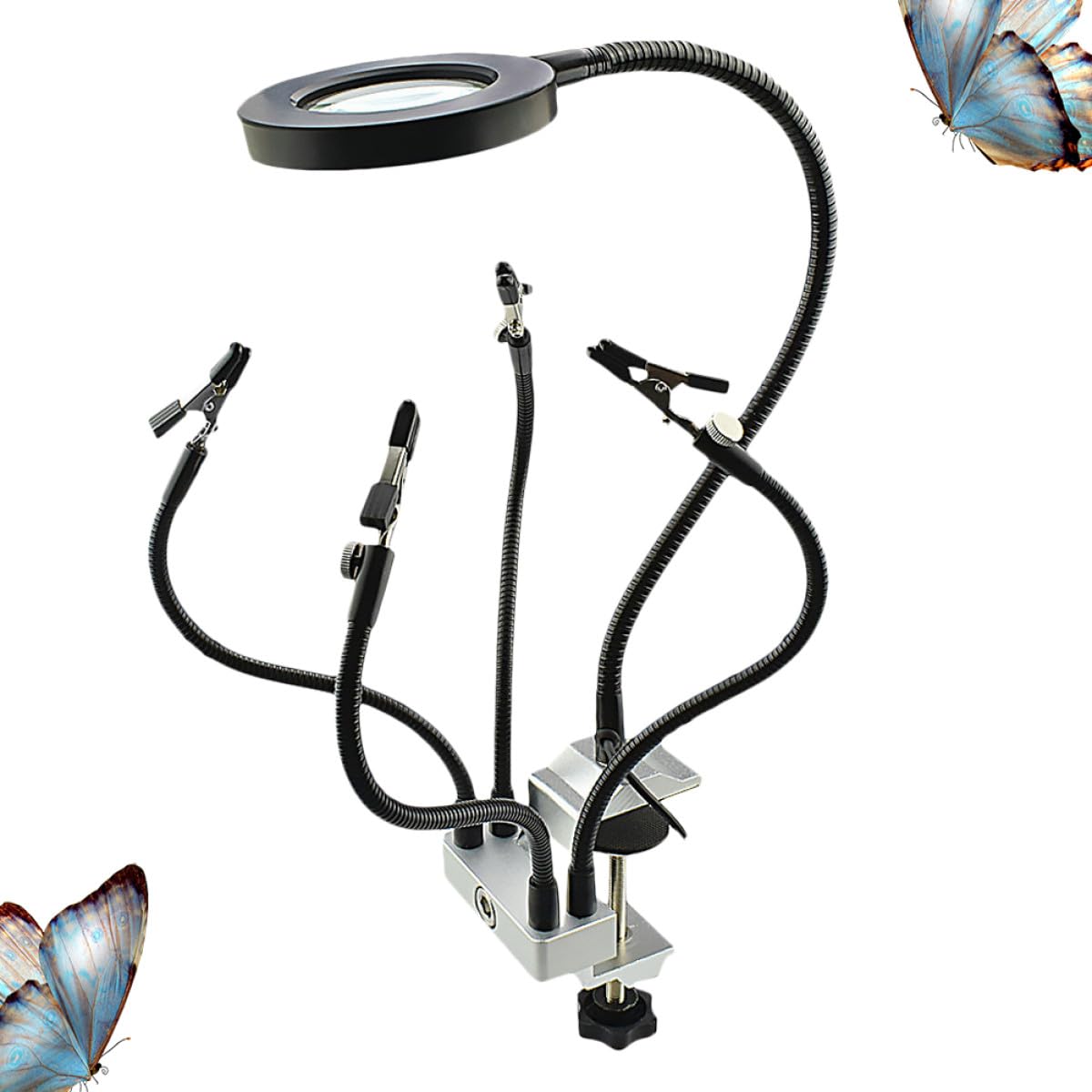 LED Lupen Tischlampe mit 360° Flexiblem Gelenk Dimmbare 11 Stufen LED Beleuchtung Klemmbare Schweiß und Reparaturlampe für Elektronik Basteln und Schmuck