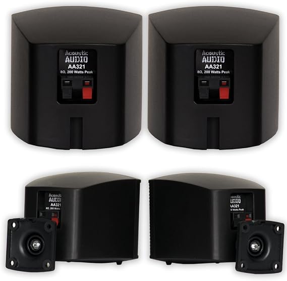 Acoustic Audio AA321B and AA40CB Indoor Speakers Home Theater 5 Speaker Set