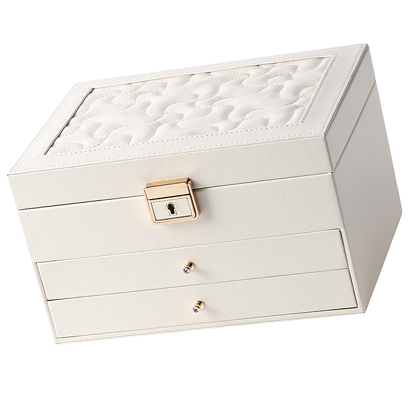 Mehrschichtige Schmuckorganisatoren mit PU Lederhalter, White
