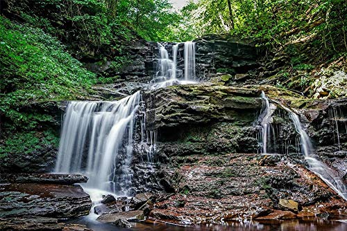 YUMUYAO Jigsaw Puzzle 1000 Pieces Adult Puzzle Wooden Puzzle Classic 3D Puzzle Landscape Waterfall Diy Modern Art Home Decor,75X50Cm