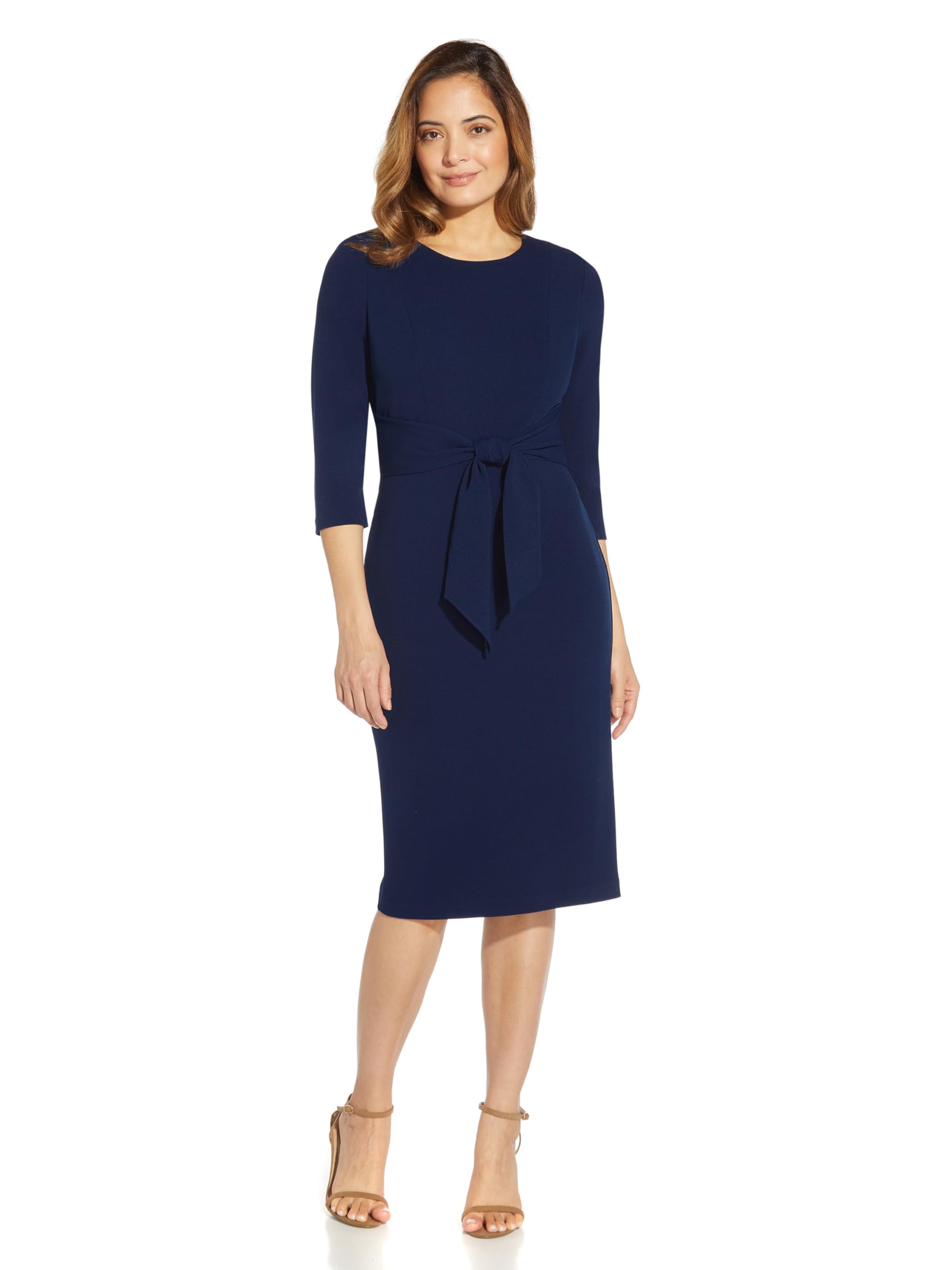 Adrianna Papell - Damen - Cocktailkleid - Knit Crepe Tie Waist Sheath - Edel, schlicht, Zeitlose Eleganz