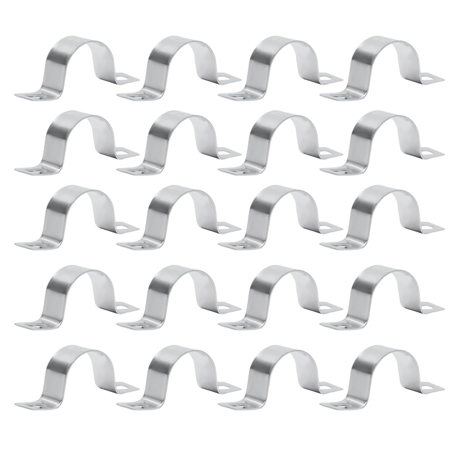 1.14 Inch Rigid Pipe Strap 20Pcs, Two Hole Fixing U Bracket, 304 Stainless Steel Strap Clamp for for Conduit, Pumbing System, Strut Channel