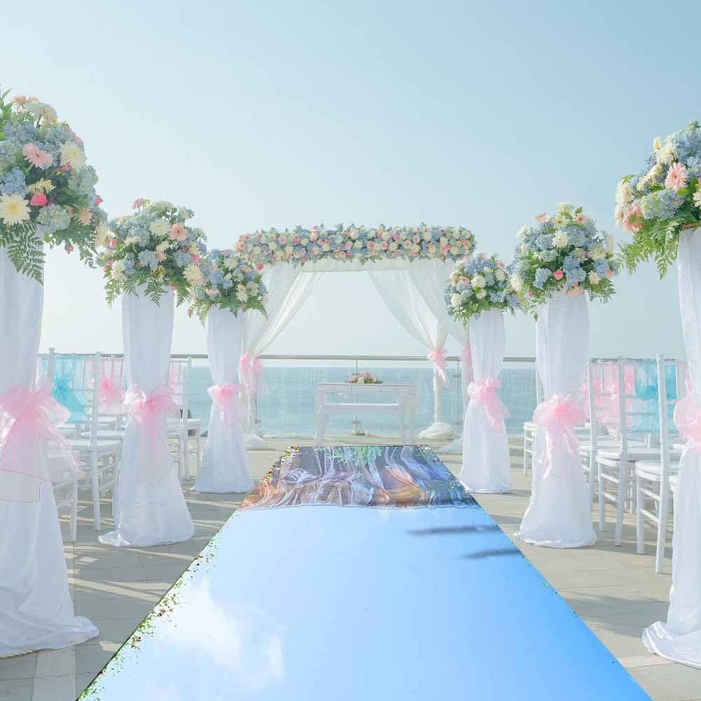 LXHELIVERY Corridore della Corsia A Specchio, Decorazioni di Nozze Tappeto Decorativo Riflettente Bifacciale per Eventi, Matrimoni, Balli Studenteschi, Feste, Uso Interno/Esterno (1x10M)