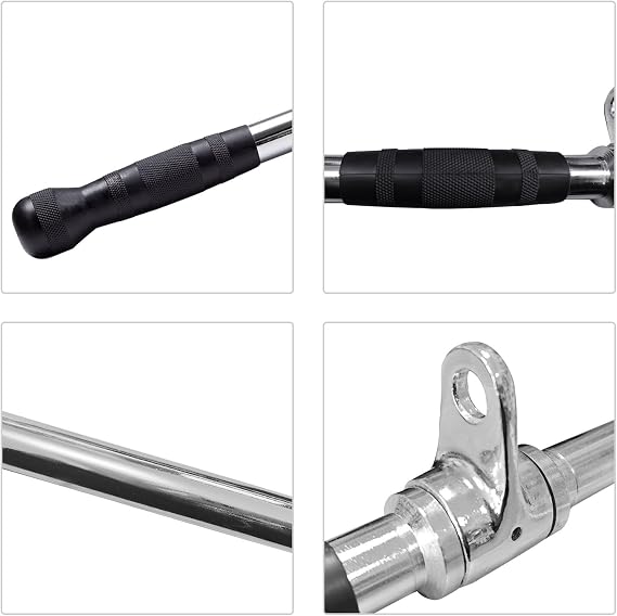 48'' LAT Pull Down Bar: 11.8 Lbs Heavy Duty Pull Down Attachment - Rotating Double Hooks for Dual Pulley Cable Machine - Tricep Press Down Long Bar for Home Gym