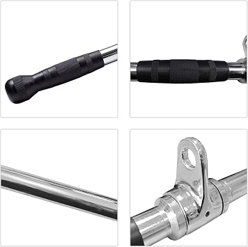 48'' LAT Pull Down Bar: 11.8 Lbs Heavy Duty Pull Down Attachment - Rotating Double Hooks for Dual Pulley Cable Machine - Tricep Press Down Long Bar for Home Gym