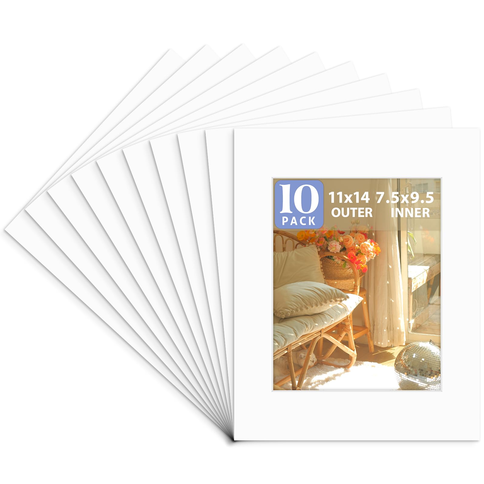 Golden State Art, Acid Free, Pack of 10 11x14 White Picture Mats Mattes with White Core Bevel Cut for 8x10 Photo-image-29