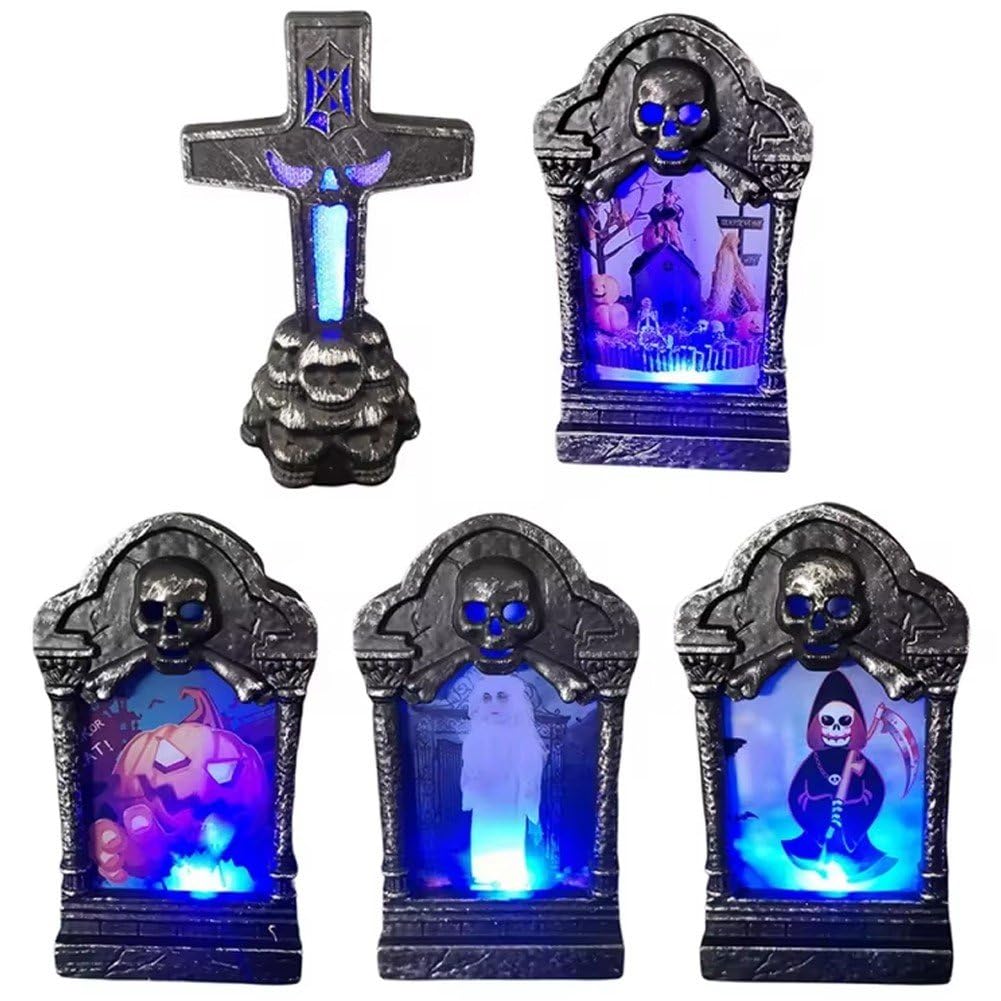 Lumières de pierre tombale de cimetière pour créer un parcours frissonnant