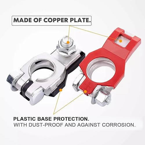 Miniatura 4 de zipelo Conector de terminal de batería, juego de abrazadera de terminal de cable de batería de poste superior, positivo y negativo, 1 par, buen