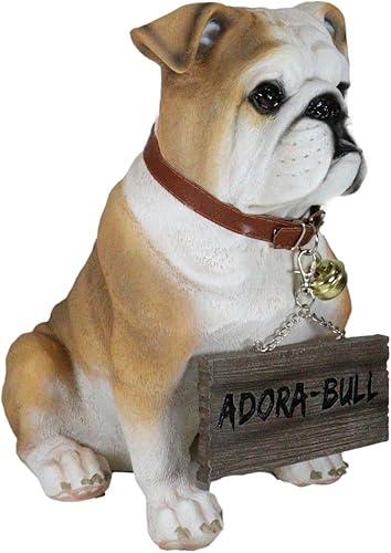 Miniatura 6 de Ebros Gift "Max Realista Bulldog Inglés Perro Cachorro Perro con Jingle Collar Letrero Estatua de 12" de Alto Adorable Bulldog Sentado Escultura de