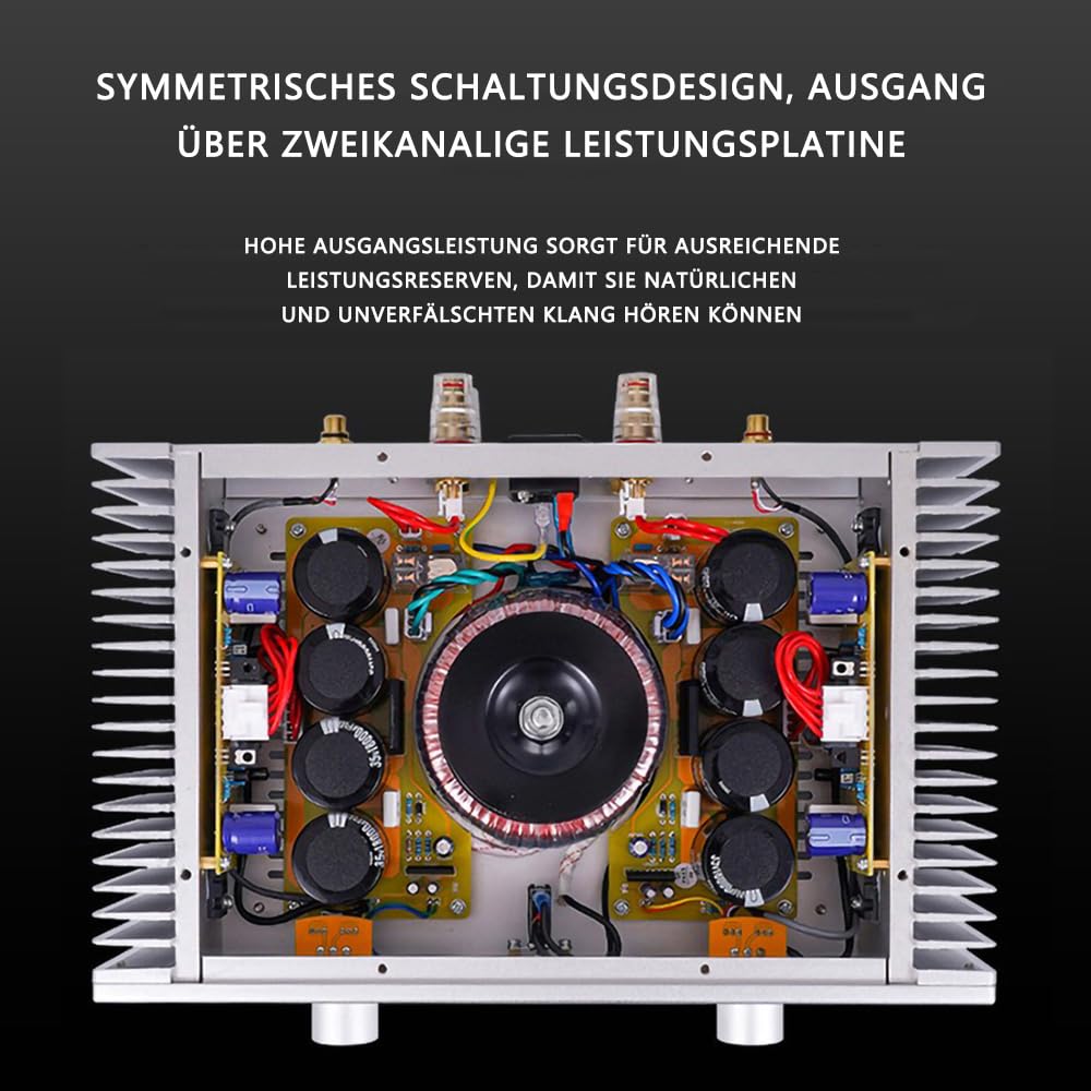 A1S Reiner-Klasse-A-Endverstärker 20W×2 HiFi Stereo Audio Endstufe | 2.0 Kanal | Kompatibel mit Desktop- und Regallautsprechern | Farbe: Silber